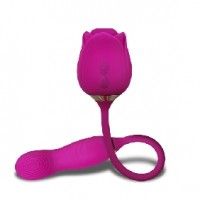 Rose Bud Wiggling Vibrator 10-Speed Silicone Clitoral Sucking PURPLE